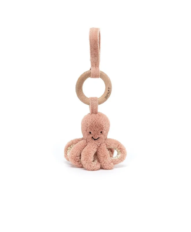 Cuddly and delightful Jellycat naptime buddiesOctopus Teddybear with Wooden Ring Toy Suitable from Birth