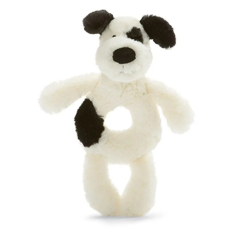 Cuddly and delightful Jellycat naptime buddiesJellycat Bashful Black and Cream Puppy Ring Rattle Cuddly and delightful Jellycat naptime buddiesJellycat Bashful Black and Cream Puppy Ring Rattle