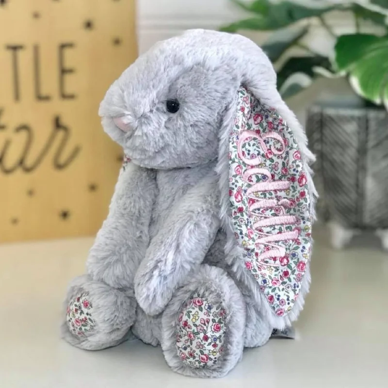 Soft and endearing Jellycat plushiesPersonalised Medium Jellycat Bunny - Silver Blossom Soft and endearing Jellycat plushiesPersonalised Medium Jellycat Bunny - Silver Blossom