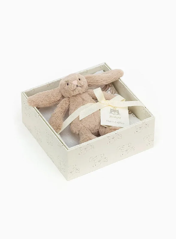 Fluffy and comforting Jellycat superior materialsJellycat Bashful Bunny Gift Set in Beige