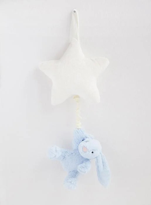 Cuddly and delightful Jellycat naptime buddiesJellycat Bashful Bunny Star Musical Pull in Blue