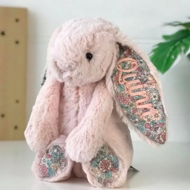 Cozy and gentle Jellycat attention to detailPersonalised Jellycat Bunny - Blush Blossom Cozy and gentle Jellycat attention to detailPersonalised Jellycat Bunny - Blush Blossom