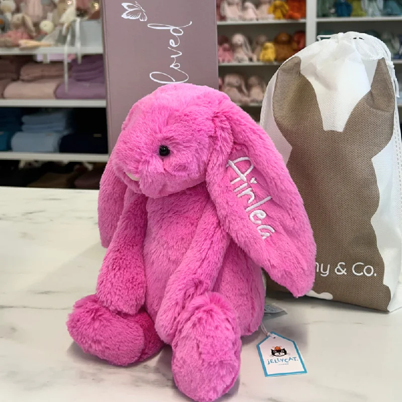 Huggable and comforting Jellycat creationsPersonalised Jellycat Bunny - Hot Pink