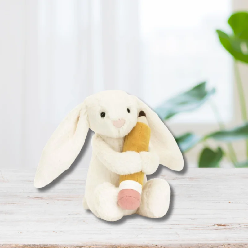 Fluffy and charming Jellycat itemsPersonalised Jellycat Cream Bunny with Pencil- SMALL