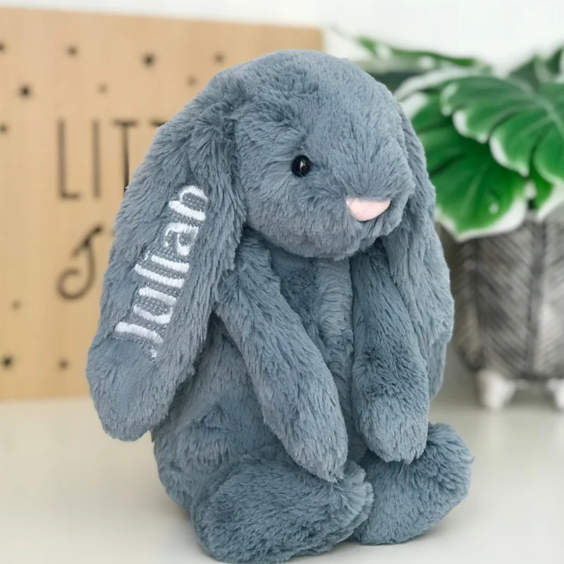 Adorable and gentle Jellycat friendsPersonalised Medium Jellycat Bunny - Dusky Blue