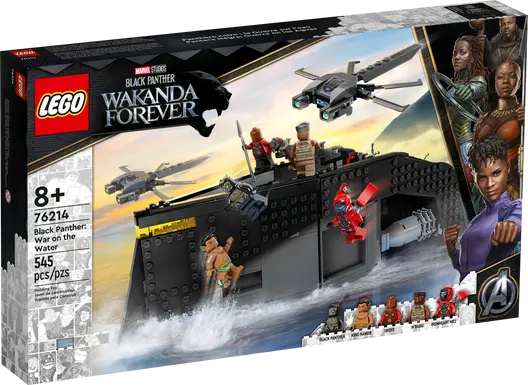 Precisely scaled LEGO miniaturesBlack Panther:War on the Water - 76214