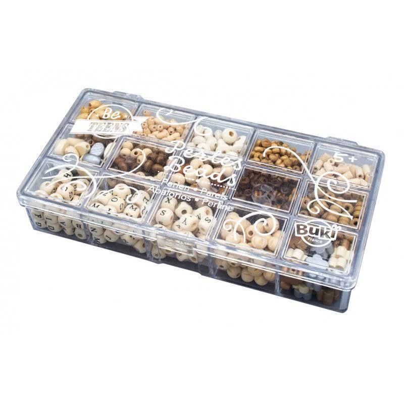 playful wooden toys                  BUKI France Box of Wooden Beads – Natural