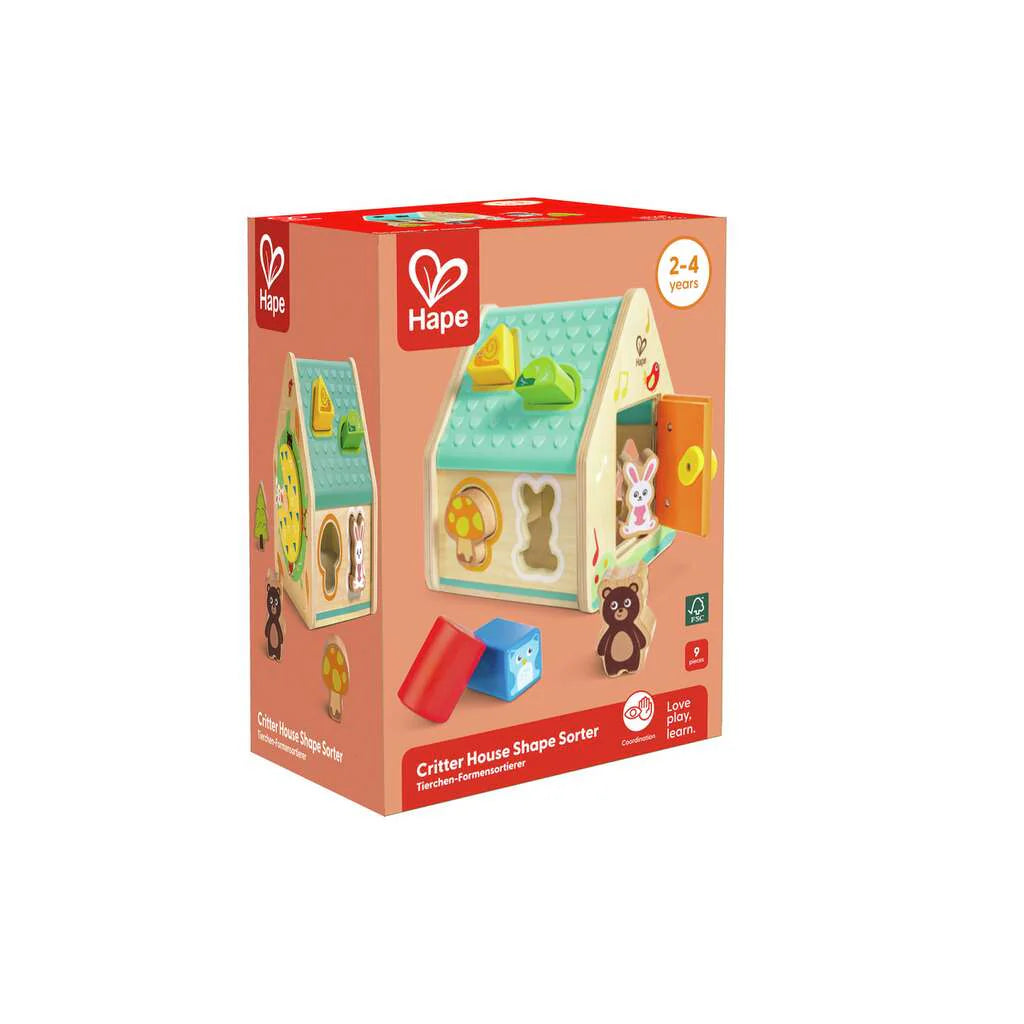 timeless classic wooden toys                   Critter House Shape Sorter Hape