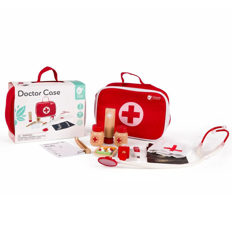 vibrant and colorful wooden toys for toddlers                   Doctor Case Play Set Classic World