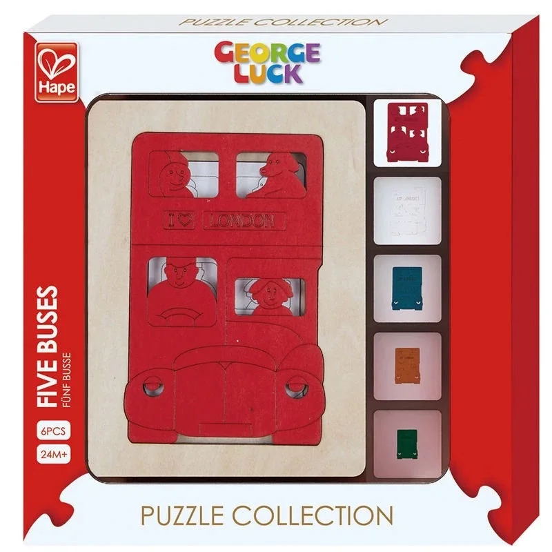 Five Buses Wooden Puzzle Hape