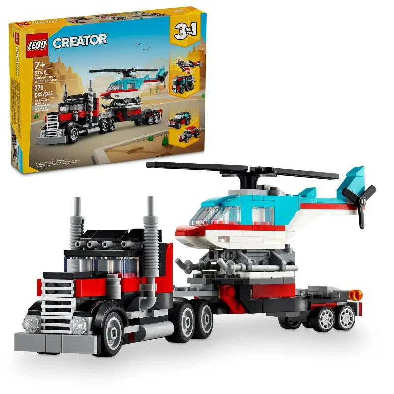 Offering a sense of nostalgia LEGO31146 Flatbed Truck with Helicopter LEGO