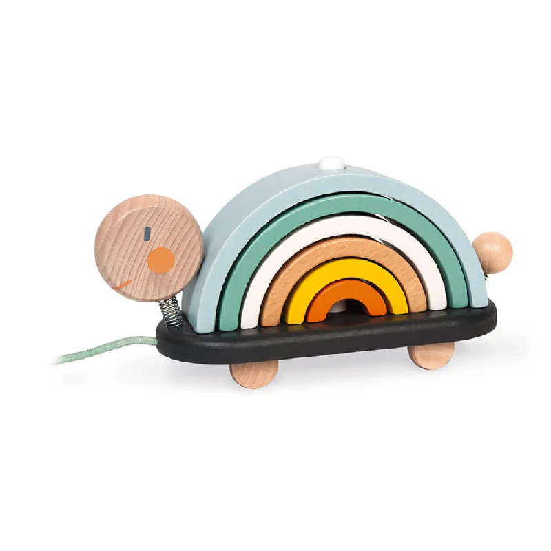 Janod Rainbow Turtle Stacking Arches and Pull Along Toy