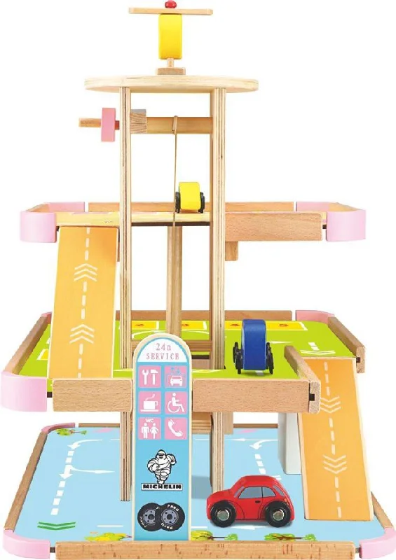 kids wooden parking lot toys