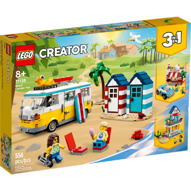 Intricate and intricate LEGO designsLEGO® Creator Beach Camper Van 556 Piece Building Kit (31138)