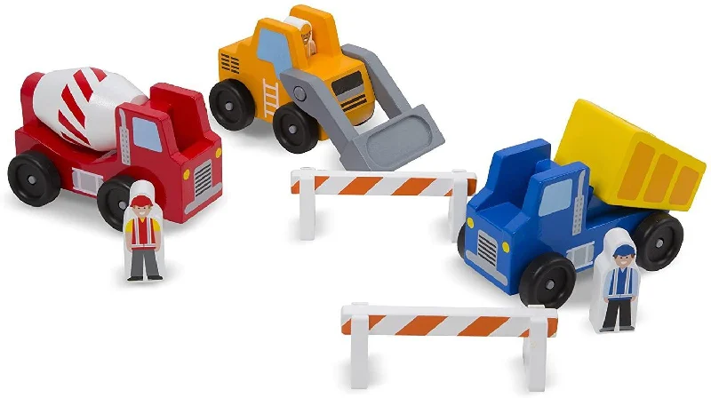 Melissa & Doug 10656 Classic Wooden Toy Construction Vehicle Set