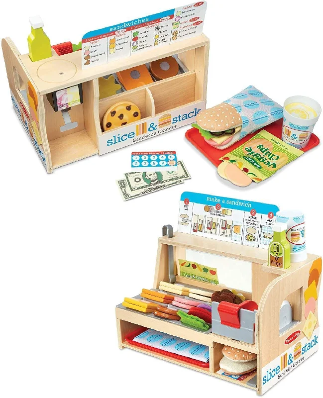 Melissa & Doug 41650 Wooden Slice & Stack Sandwich Counter