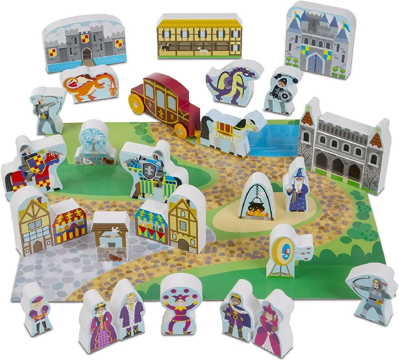 Melissa & Doug 10979 Wooden Town Play Set With Storage Tray (32pc)