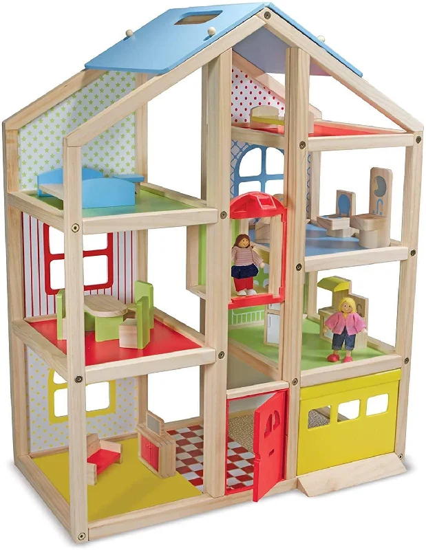 Melissa & Doug Hi-Rise Wooden Dollhouse and Furniture Set