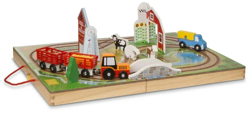 Melissa & Doug 40142 Wooden Town Play Set With Storage Tray (32pc)