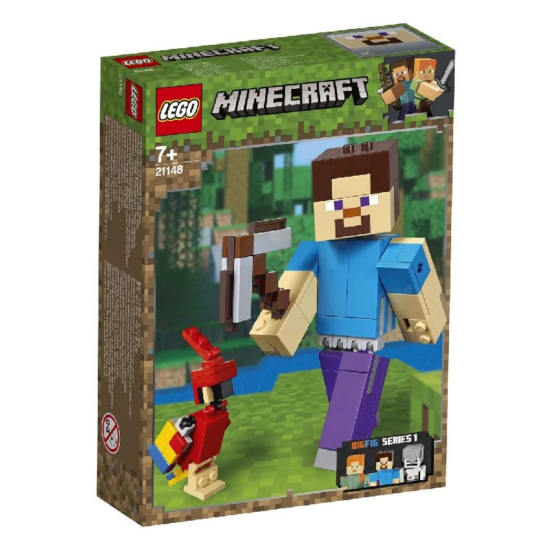 Intricate and intricate LEGO designsLEGO 21148 Minecraft Steve Bigfig With Parrot