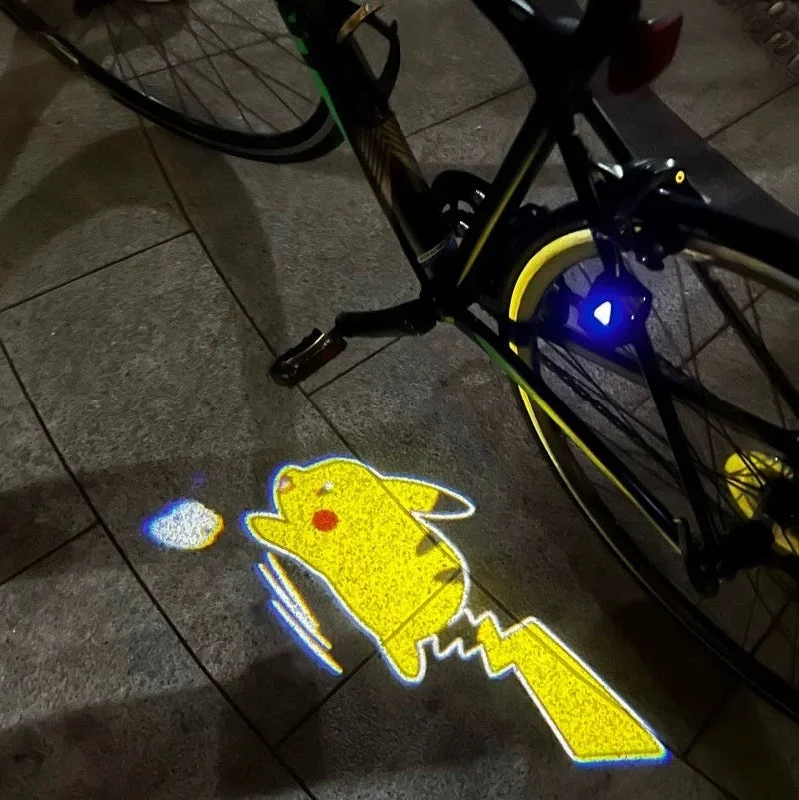 Animated USB Rechargeable Bike Motorcycle bicycle LED Lights Projector Pikachu Gift