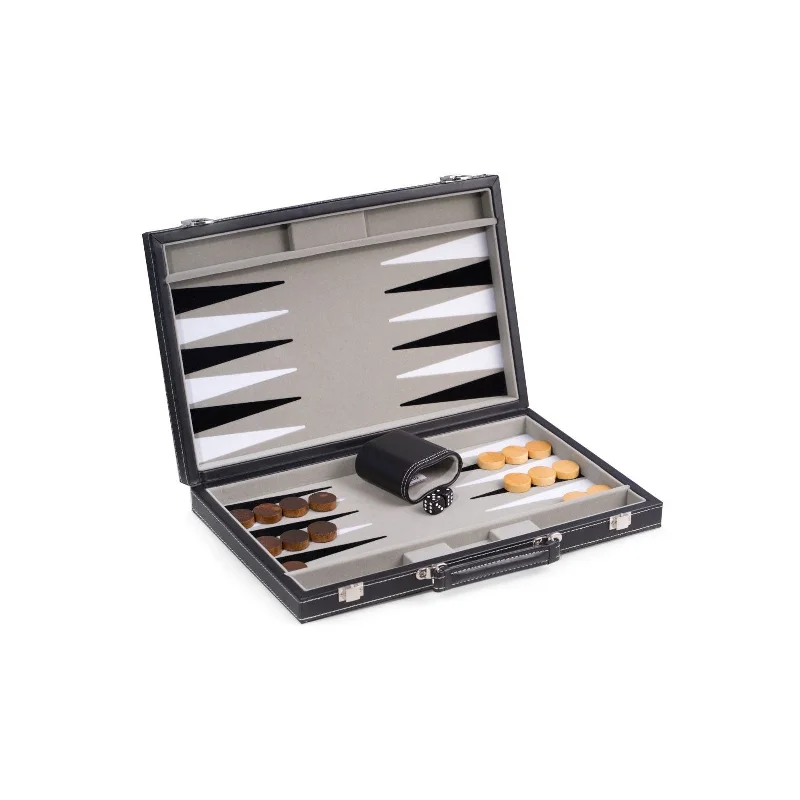 Black Leatherette Backgammon Set