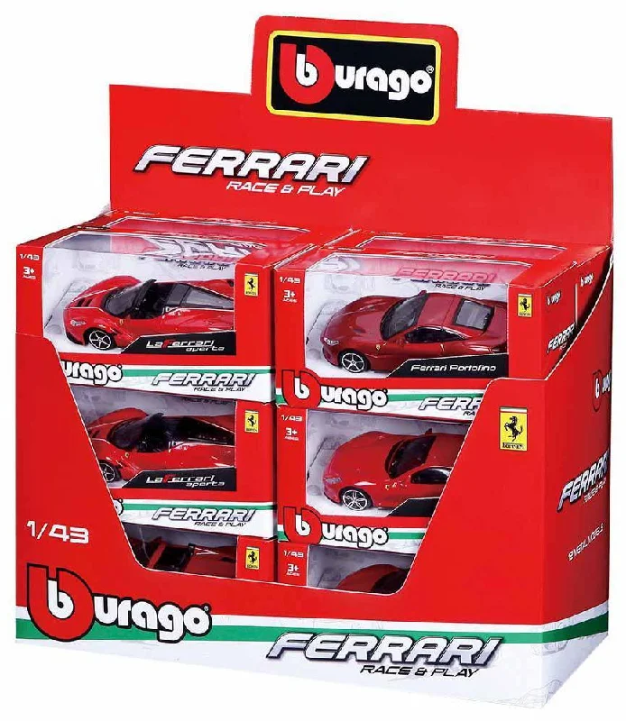 Burago - Ferrari Raceplay Scale 1:43 Diecast Car Set 1pc - Assorted