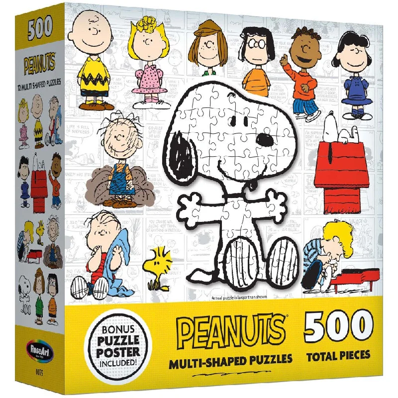 RoseArt Peanuts 12 Mini-Shaped Jigsaw Puzzles - 500 Pieces