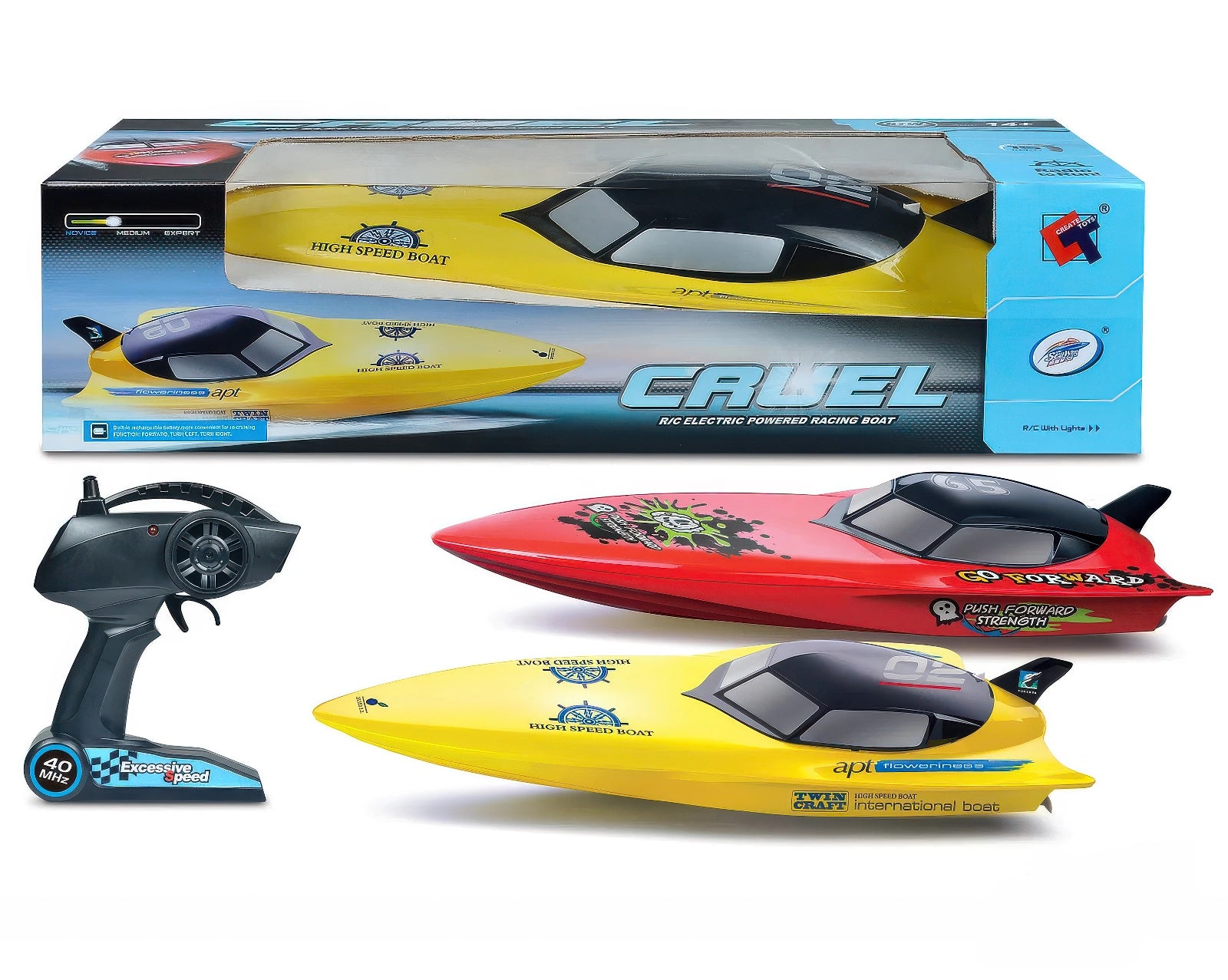 CRUEL High-Speed 2.4 GHz RC Racing Boat 74cm with Lights