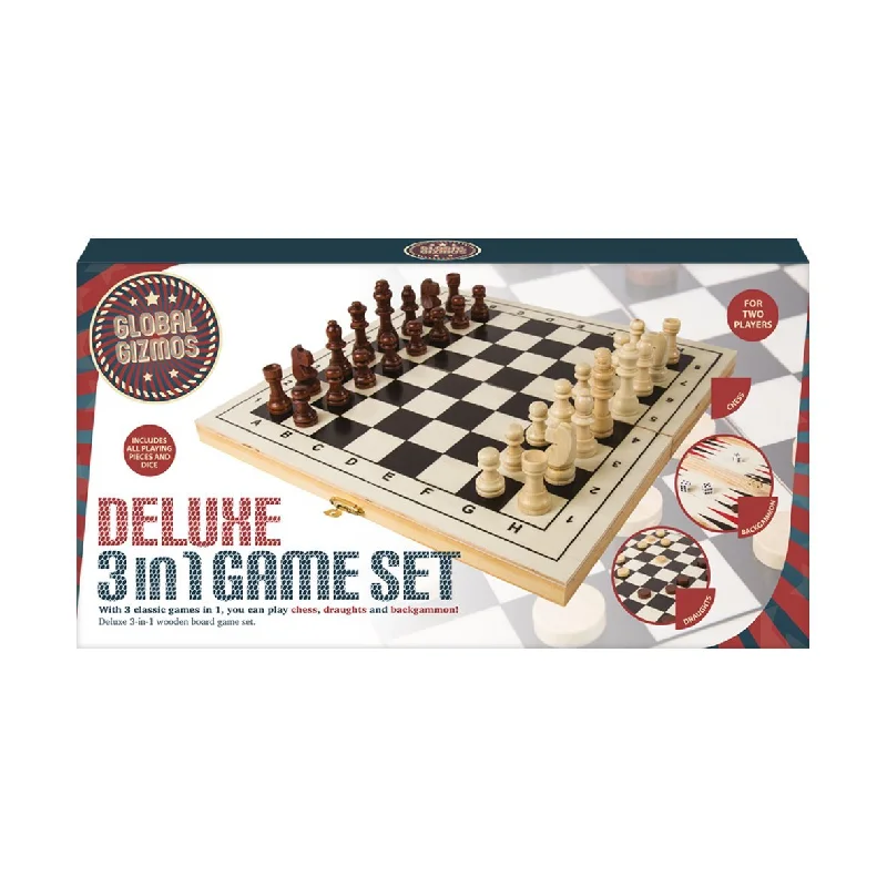 Entertaining games Deluxe 3 in 1 Wooden Games Set