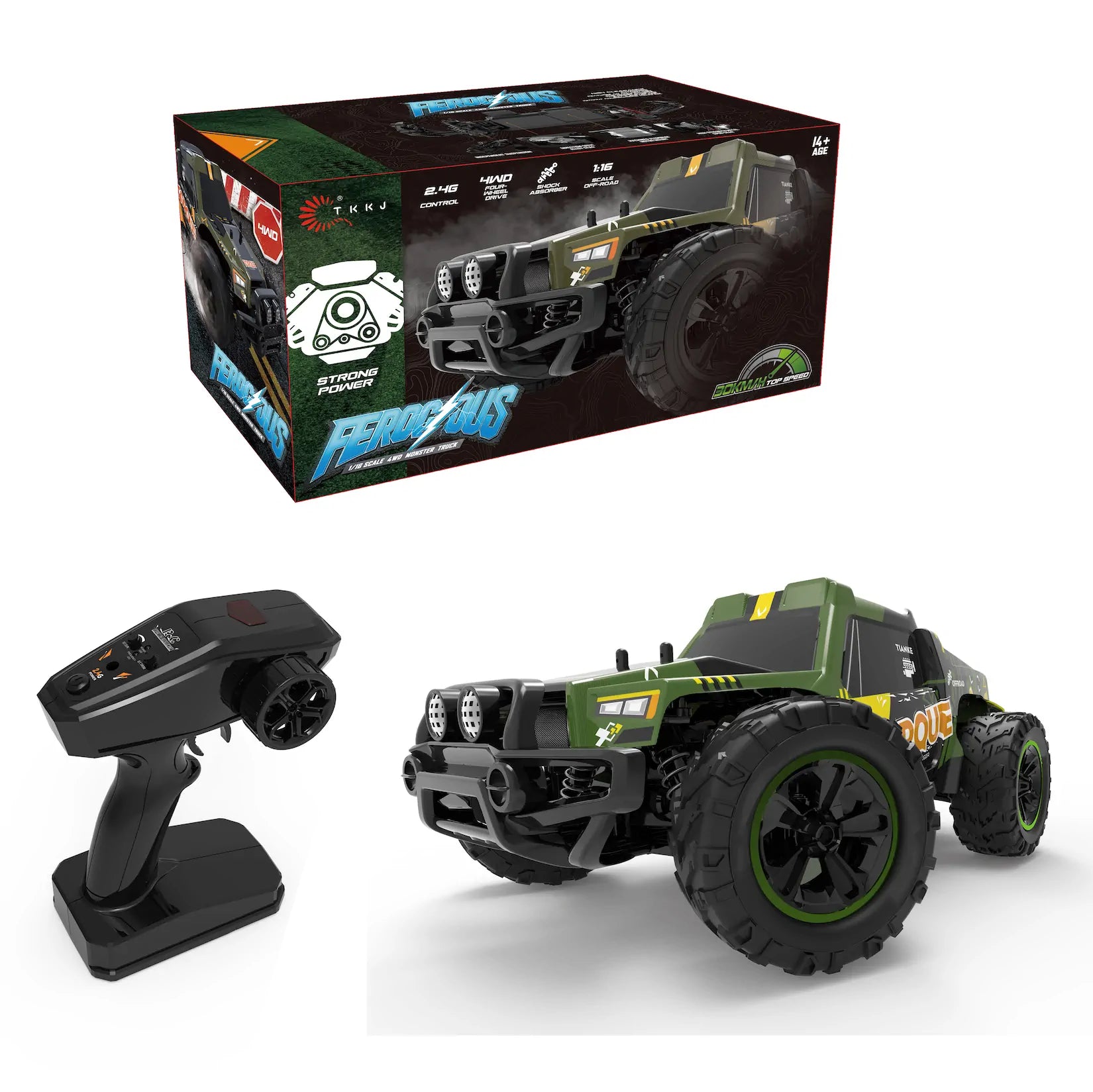 FEROCIOUS RC Remote Controlled Four-Wheel Drive Monster Truck