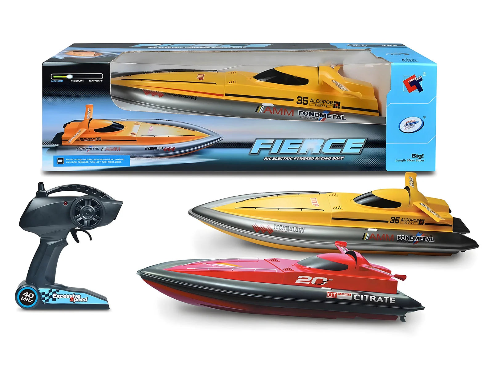 FIERCE Super Large Size Remote Controlled Racing Speedboat 80cm