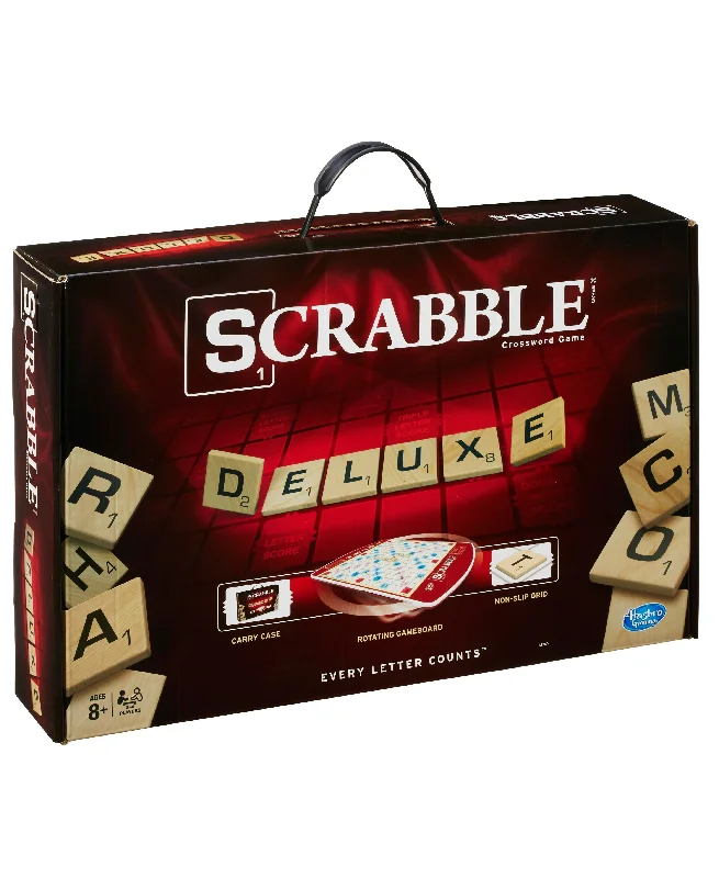 Hasbro Scrabble Deluxe Edition Board Game with Rotating Gameboard and Deluxe Carry Case