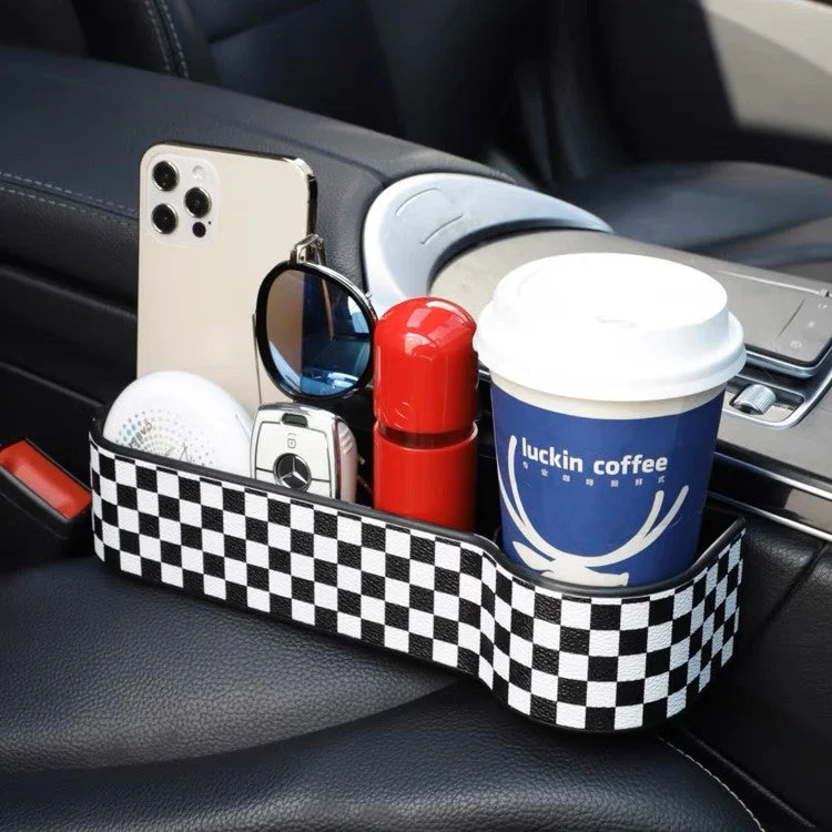 Houndstooth Checker Car Seat Gap Container Organizer Filler Universal Fitting