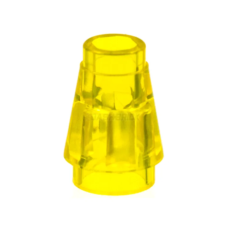 Facilitating collaborative play LEGOLEGO Cone 1 x 1 with Top Groove, Trans-Yellow [4589b]