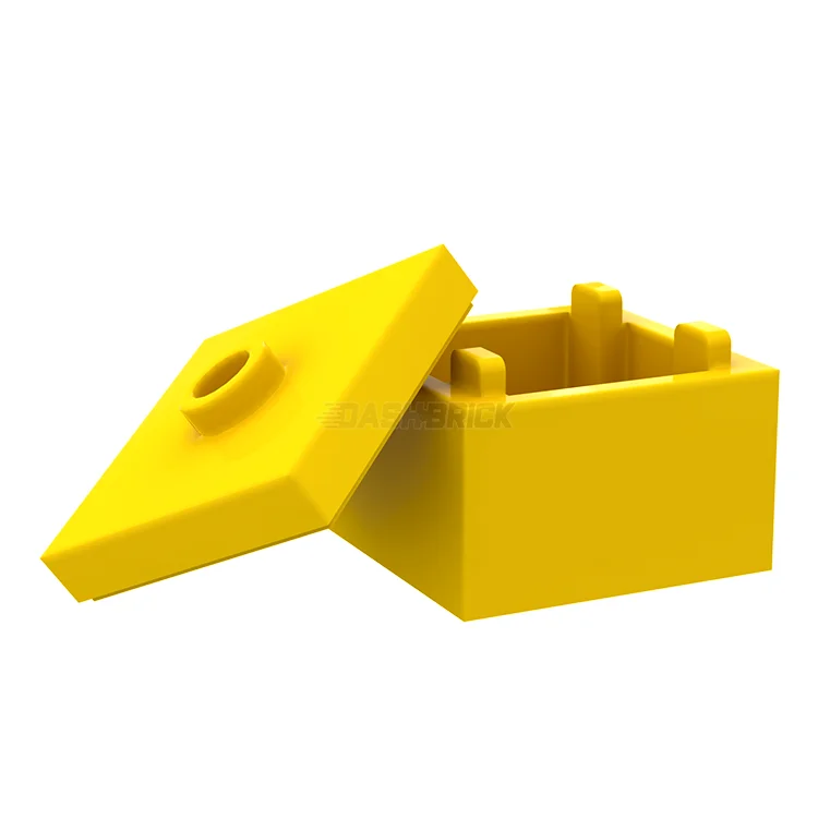 Offering a sense of nostalgia LEGOLEGO Container, Box 2 x 2 x 1 - Top Opening with Flat Inner Bottom, Lid, Yellow [35700]