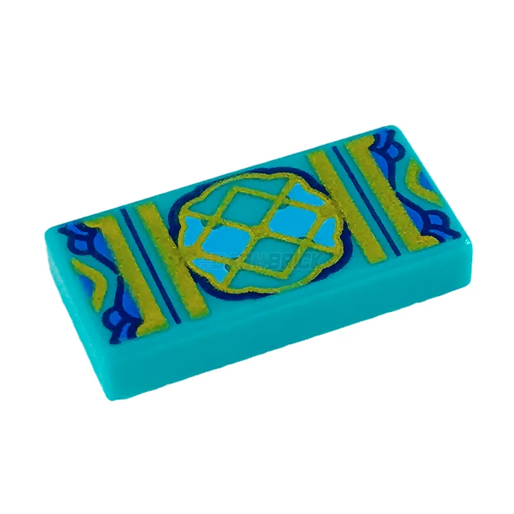 Promoting critical thinking LEGO challengesLEGO Tile 1 x 2, Gold Lattice with Dark Blue and Bright Light Blue Trim Pattern [3069bpb0763] 6299043