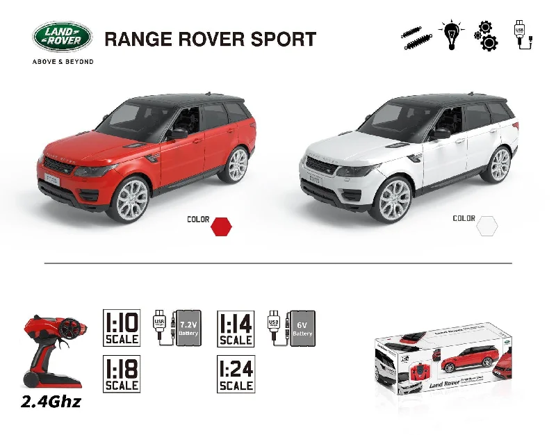 Range Rover Sport Remote Control Car with Lights 1:14 Scale - Assortment