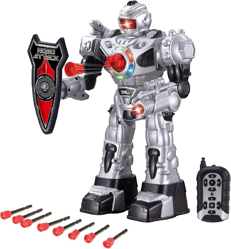 RoboAttack Large Remote Control Interactive Robot - Silver