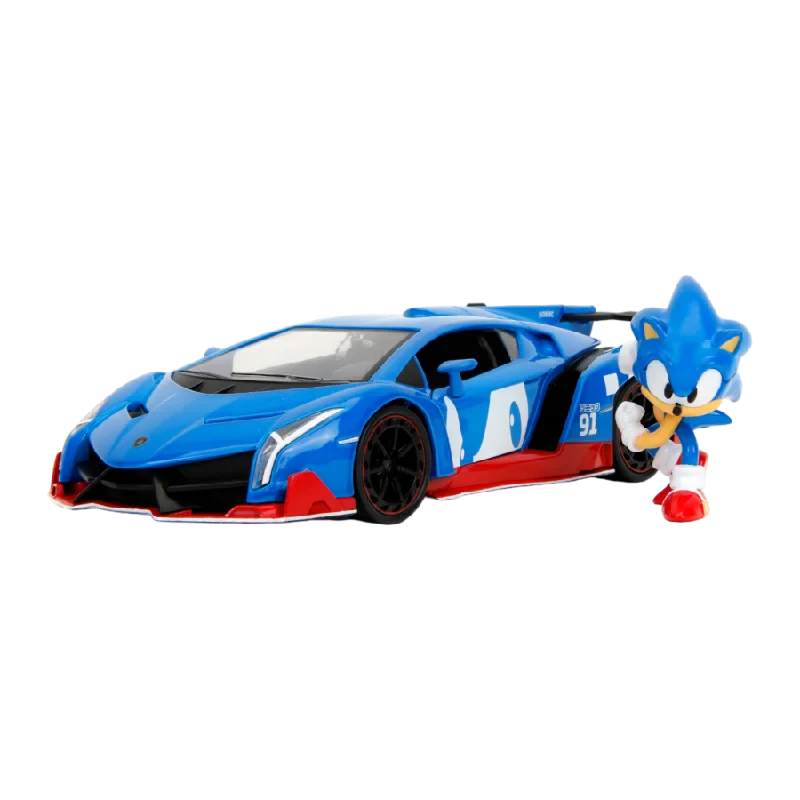 Sonic the Hedgehog- Lamborghini Veneno 1:24 Scale Diecast Vehicle with Sonic Figure