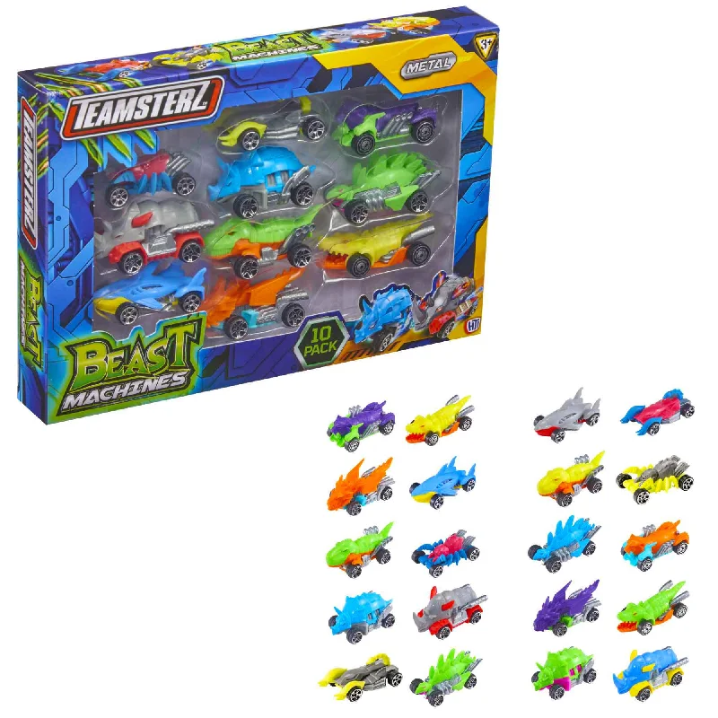 Teamsterz Beast Machine Dino Car Play Set - 10 Die-Cast Cars